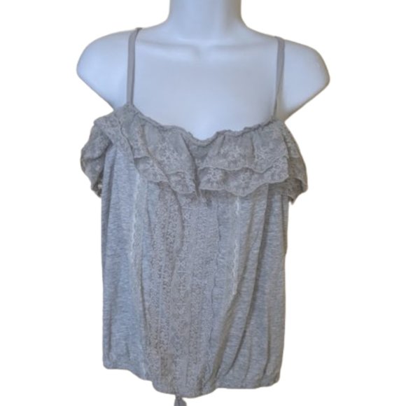 --- AEROPOSTALE Gray Camisole Top with Lace Size XL - Picture 2 of 2